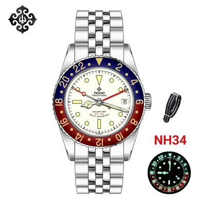 IPOSE IX&DAO 2024 New NH34 Men\'s Mechanical Watches Luxury Men Business Dress GMT Watches Waterproof 100m C3 watch for men