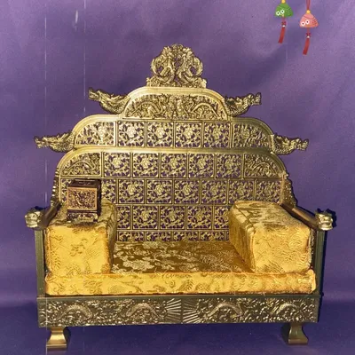 Kunlun Toys 1/6 Old Vintage The Chinese Emperor Dragon Chair Model Gold Paint Carved Throne Fit 12'' Action Figure Doll Scenes