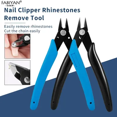 Stainless Steel Nail Art Clipper Remover Rhinestones Cutter Plier Chain Scissors Manicure Drilling