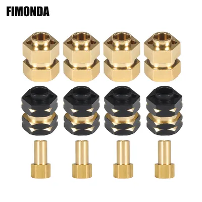 4Pcs Brass 7mm Hex Hub Extenders with Nuts 1.0 Wheel Rims Adapter for 1/24 RC Crawler SCX24 Bronco