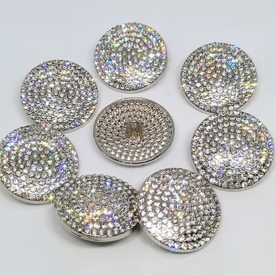 26/29MM Silver Gold Rhinestone Round Heart Large Metal Buttons Of Clothing Women Fashion Decor Button Sewing Apparel Accessories