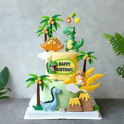 Roar Dinosaur Birthday Cake Topper Happy Birthday Cake Girl Boy 1st Birthday Party Decor Kid Favor