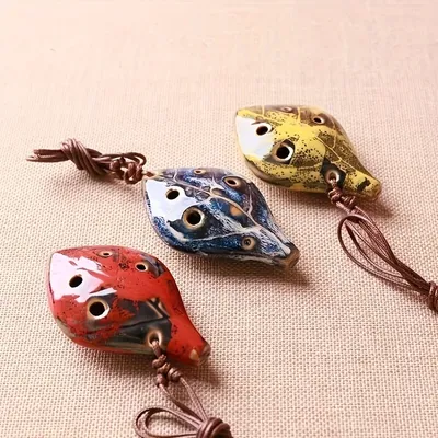 1pc, ancient Chinese style ocarina, six-hole handmade ocarina instrument, pleasant sound, with