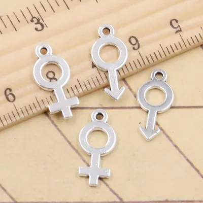 30pcs Charms Gender Male Female Symbol 17x8mm Tibetan Silver Color Pendants Antique Jewelry Making DIY Handmade Craft