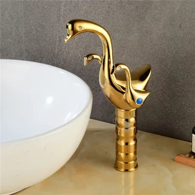 Basin Faucet Gold/Rose Gold bathroom sink faucet double handle Swan Faucet Wash Faucet Hot and Cold