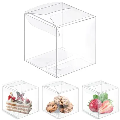 50/100pcs 5x5x5cm Transparent Plastic Gift Box Square PVC Boxes Candy Chocolate Biscuit Packaging