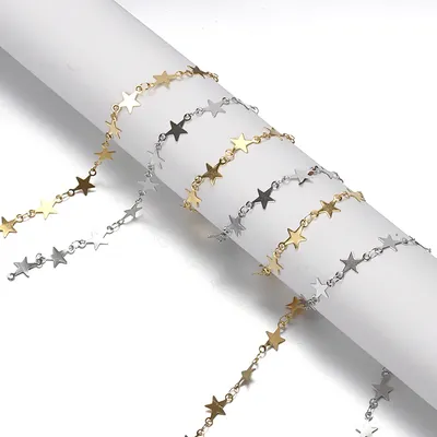 1meter Stainless Steel Star Chain Gold Color Chains For DIY Jewelry Making