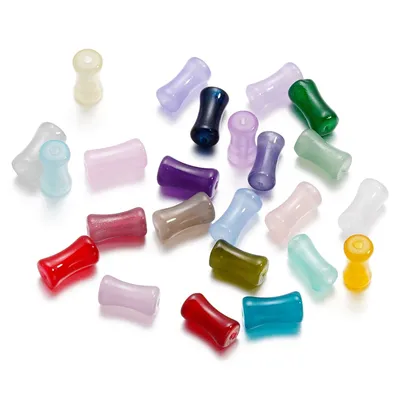 30Pcs/lot Imitation Jade Bamboo Joint Glass Beads Loose Spacer Beads for DIY Handmade Jewelry Bracelet Necklace Accessories