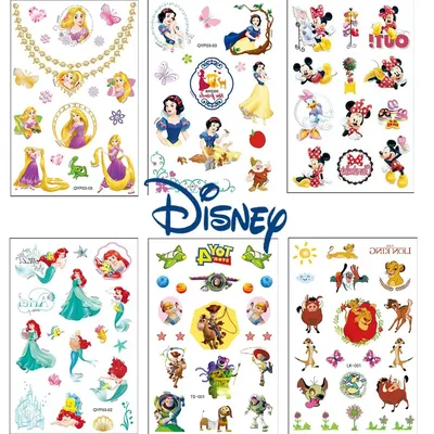 4Pcs/set Tattoo stickers Disney Stitch Princess Sofia Unicorn Frozen Action Figure Cars Cartoon