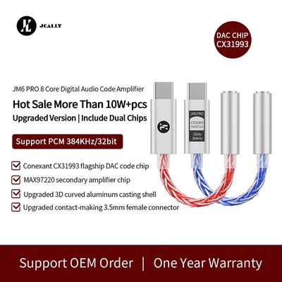 JCALLY JM6 Pro Type-C to 3.5mm CX31993 digital audio portable decoding amp Hifi DAC mobile headset