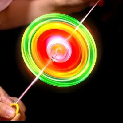 3pcs New Luminous Hand Pull Luminous Flashing Rope Flywheel Toy Led Light Toy Novelty Children