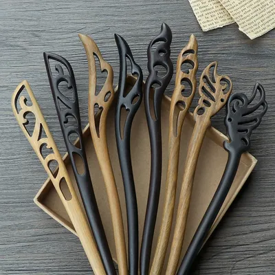 47Style Retro Sandalwood Hair Clip Hairpin Chinese Ancient Carved Wooden Chopstick Hair Stick