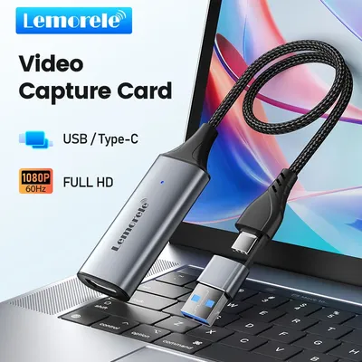 Lemorele USB 2.0 Video Capture Card HDMI-compatible to USB/Type-c Game Grabber Record ms2130 for