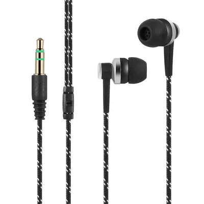 Nylon Weave Wired In-ear Earphone 3.5mm In Ear Earphone Cable Headset For Smartphone Laptop Stereo