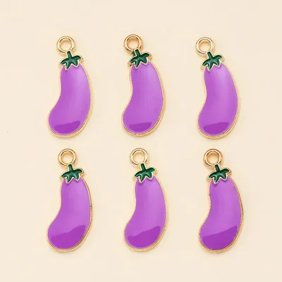 10Pcs 8x19mm Enamel Purple Eggplant Charms Pendant For DIY Jewelry Making Supplies Handmade Earrings Bracelets Accessories Craft