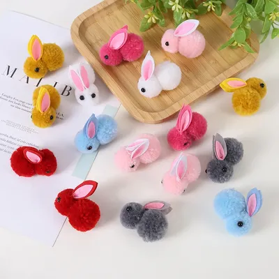 Cute Plush rabbit Soft Pom Poms Pompoms Ball for Kids Hair Clips Making DIY Sewing Craft Decoration Handmade Accessiories