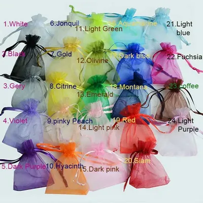 50pcs 5*7 7*9 9*12cm Small Jewelry Packaging Bag Organza Bags Gift Storage Wedding Party Candy