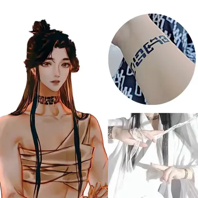 Anime Tian Guan Ci Fu Hua Cheng Xie Lian Cosplay Character Tattoo Sticker Waterproof Temporary Adult