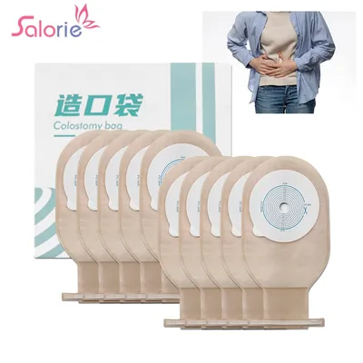 10pcs Colostomy Bags 65mm Hole One-piece Drainable Ostomy Bags Stoma Care Pouch With Clips Closure Colostomy Bag Prevent Leakage