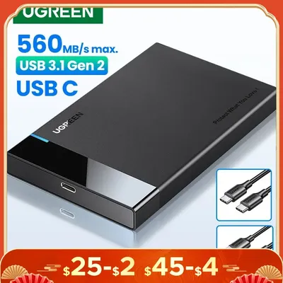 UGREEN HDD Case 2.5'' SATA to USB 3.0 Hard Drive Enclosure for SSD Disk HDD Box USB C 3.1 Gen 2 Case