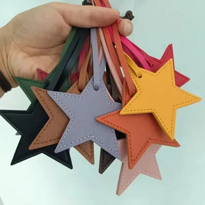 Star PU Leather Tassels Keychain Charms Tassels Five-pointed Star Tassels for Jewelry Making Key Chain DIY Craft Accessories