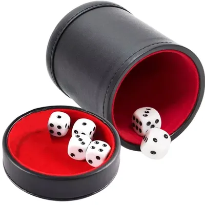 Leather Dice Cup with Lid Green Red Lining Interior Quiet in Shaking for Liars Dice Farkle Yahtzee