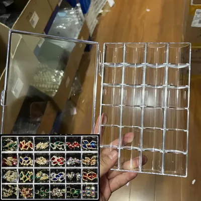 Nail Storage Box Nail Accessory Clear Plastic Organizer Box Shaped Nail Art Charm Rhinestone Display