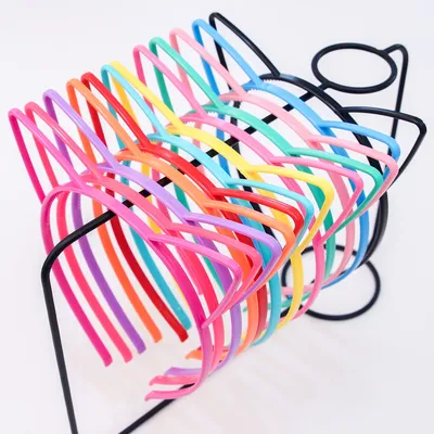 12PCS Girls Cat Ear Headbands Candy Color Cat Ears Headband Plastic Teeth Hairbands Family