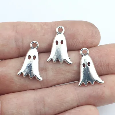 20pcs/lot 14*20mm Antique Silver Color Ghost Charm For Making Holloween Neckalce Bracelet Jewelry Craft