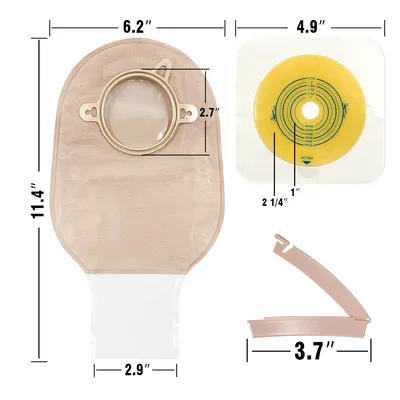 10pcs barriers or 15pcs bags+6pcs barriers Two Piece Colostomy Bags with Clamp Clip for Ostomy Patient Care