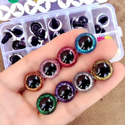 High Quality 30pcs/box Plastic Safety Glitter Glass Eyes For Toys Crafts Animals Amigurumi Crochet