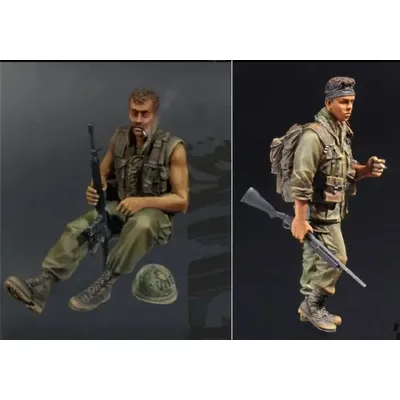 1/35 Scale Resin Figure Model Kit Scene Vietnam War US Army 2 Soldiers Micro Scene Layout Unpainted