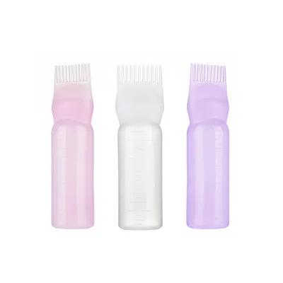 120ml Hair Dye Refillable Bottle Applicator Comb Multicolor Plastic Dispensing Salon Oil Hair