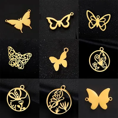 EUEAVAN 5pcs Stainless Steel Butterfly Charms Animal Insect Charm Necklace Bracelet Jewelry Making Supplies Pendant Connectors