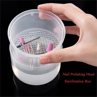 Nail Polishing Head Sterilization Box 82*85mm Round Cleaning Disinfection Storage Box