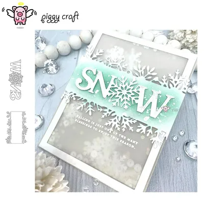 Piggy Craft metal cutting dies cut die mold Snow letter frame Scrapbook paper craft knife mould blade punch stencils dies
