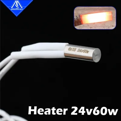 Mellow 1Pcs 24V 60W 6*15MM Ceramic Cartridge Heater Heating Tube For 3D Printer Parts E3DV6 J-Head / Phaetus Dragon HotEnd