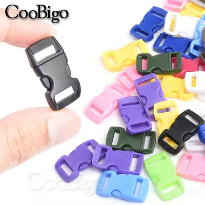 20pcs 3/8" Plastic Side Release Buckle Paracord Bracelet Clip for Pet Collar Strap Backpack Webbing DIY Craft Accessories 10mm