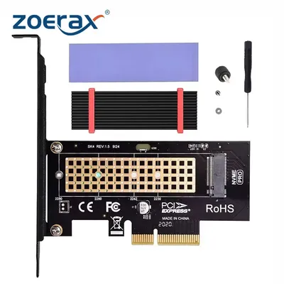 ZoeRax M.2 PCIe to NVMe Adapter with Aluminum Heatsink, 64Gbps PCIe4.0 X4 Gen4 NVMe M.2 Expansion