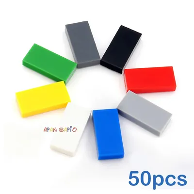 50pcs/lot DIY Blocks Building Bricks Smooth 1X2 Educational Assemblage Construction Toys for