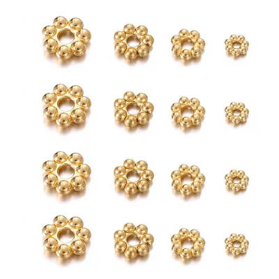 30Pcs Stainless Steel Flower Spacer Bead Snowflake Spacer Beads Charms Pendants for DIY Bracelets Jewelry Making Accessories