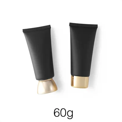 60ml Matte Black Plastic Cream Squeeze Bottle 60g Cosmetics Facial Cleanser Soft Tube Shampoo Lotion