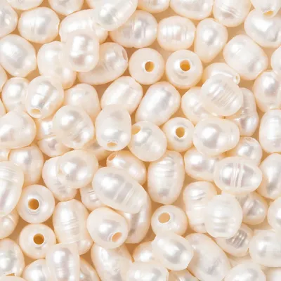10 pc Natural Cultured Freshwater Pearl Beads Oval Seashell Color 7~10x7~8mm Hole: 1.8mm