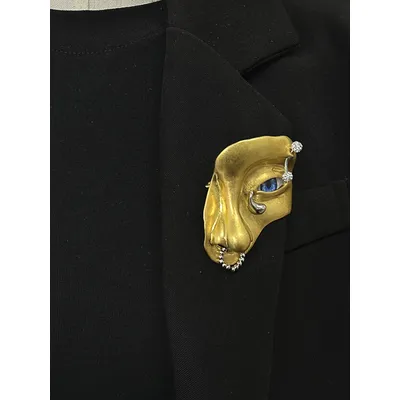 Vintage Abstract Mask Half Human Face Devil's Eye Teardrop Broochs for Women Girls Unique Creative
