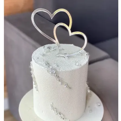 2024 Heart Shape Happy Birthday Cake Topper Gold Acrylic Wedding Party Cake Toppers for Valentine's