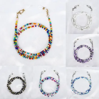 Bohemian Colored Glasses Chains Mask Strap Beaded Women Face Mask Lanyard Anti Slip Women's Neck