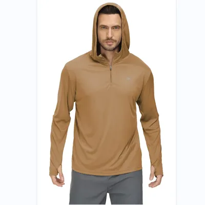 Men Long Sleeve Shirt UPF 50+ Rash Guard Swim Shirt Athletic Fishing Hiking Workout Cooling Tee Quick Dry Shirts with Zip