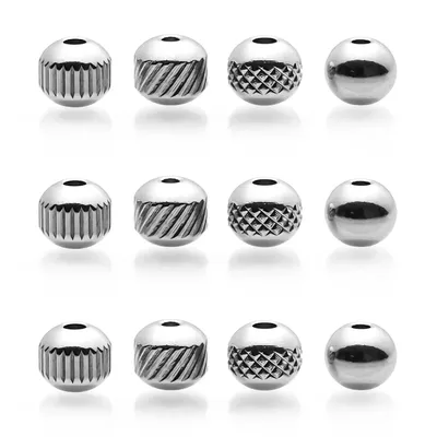 30-100pcs Streaks shape Stainless steel beads Round Spacer Loose Beads For Jewelry Making DIY Finding Supplies Accessories