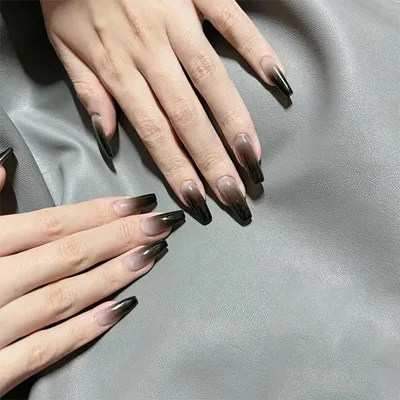 24pcs Cool Girl False Nails Press On Long Coffin Square Ballet Nail Tips Full Cover Acrylic Fake