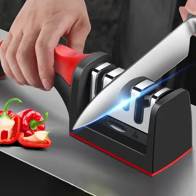 3/4 section Quick Knife Sharpener Multi-functional Hand-held Whetstone Non-slip Knife Sharpener